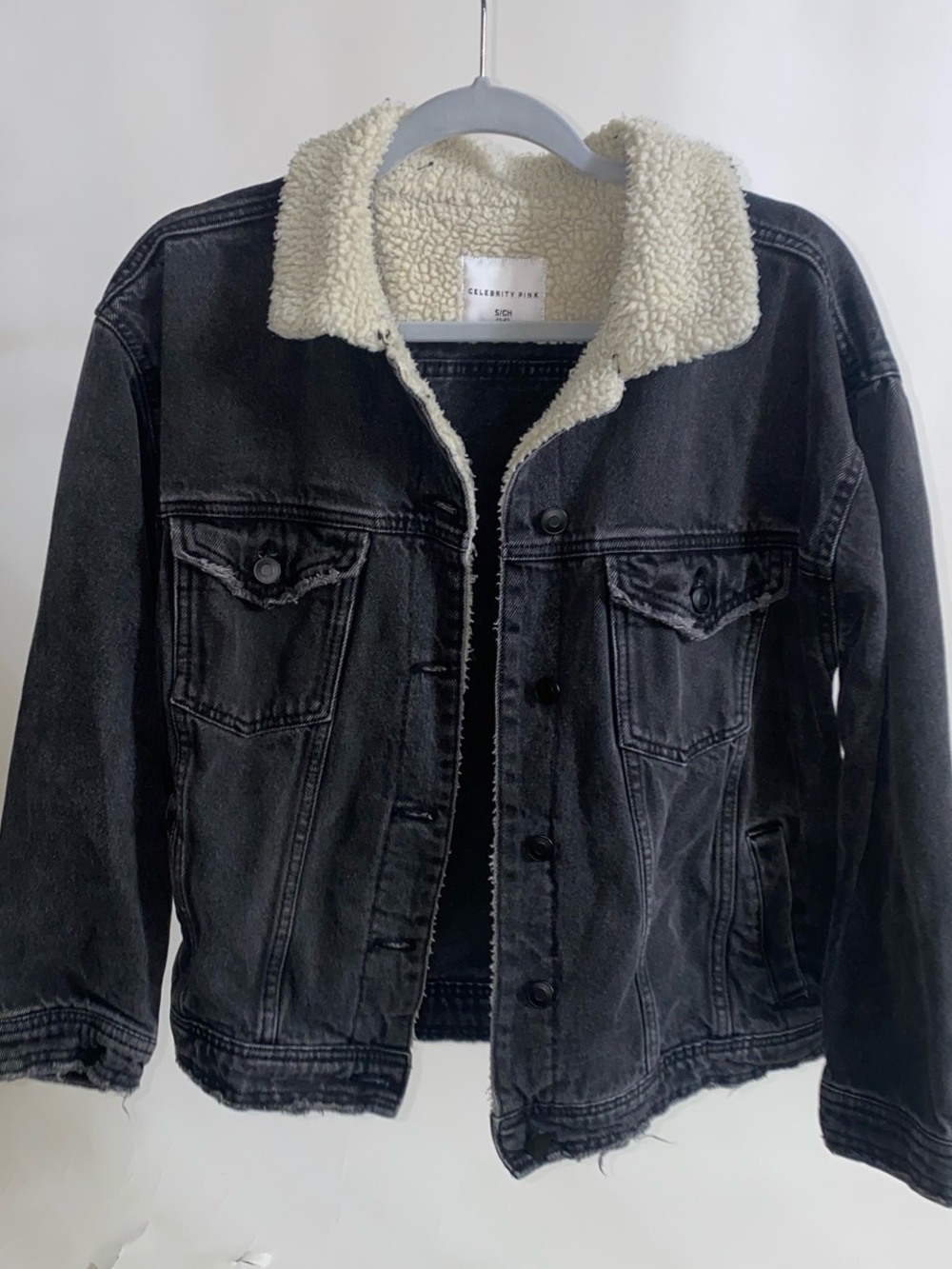 Celebrity Pink Black Jacket with Cream Sherpa Lining